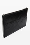 punch zip pouch in crackle patent leather