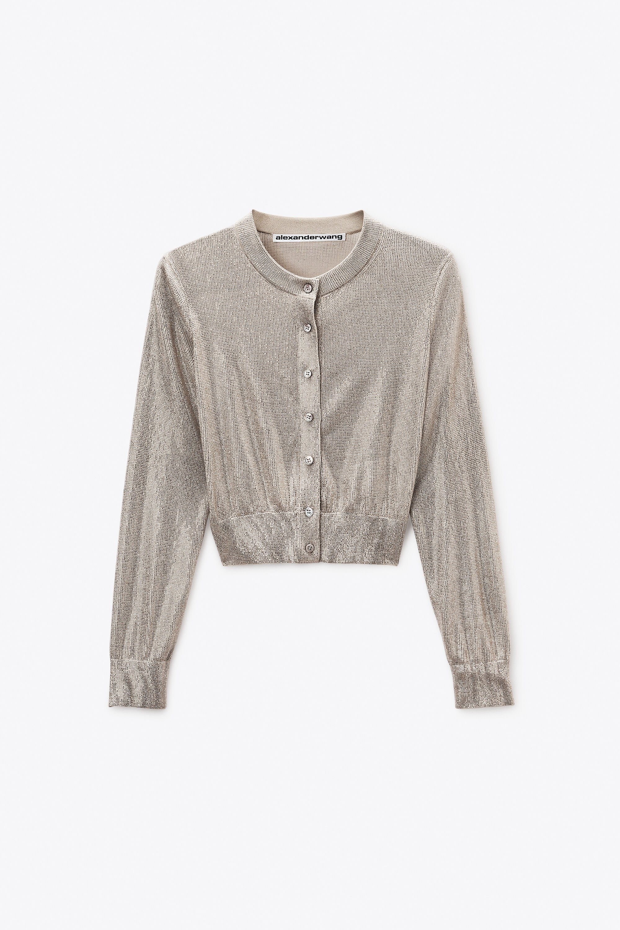 Champagne Crystal Hotfix Sheer Cardigan in CHAMPAGNE | alexanderwang®