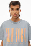 alexander wang ny puff graphic tee in compact jersey dirty sky blue