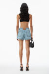 alexander wang shorty high-rise short in denim light indigo fade