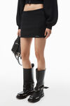alexander wang mini skirt in classic cotton terry with logo waistband faded black