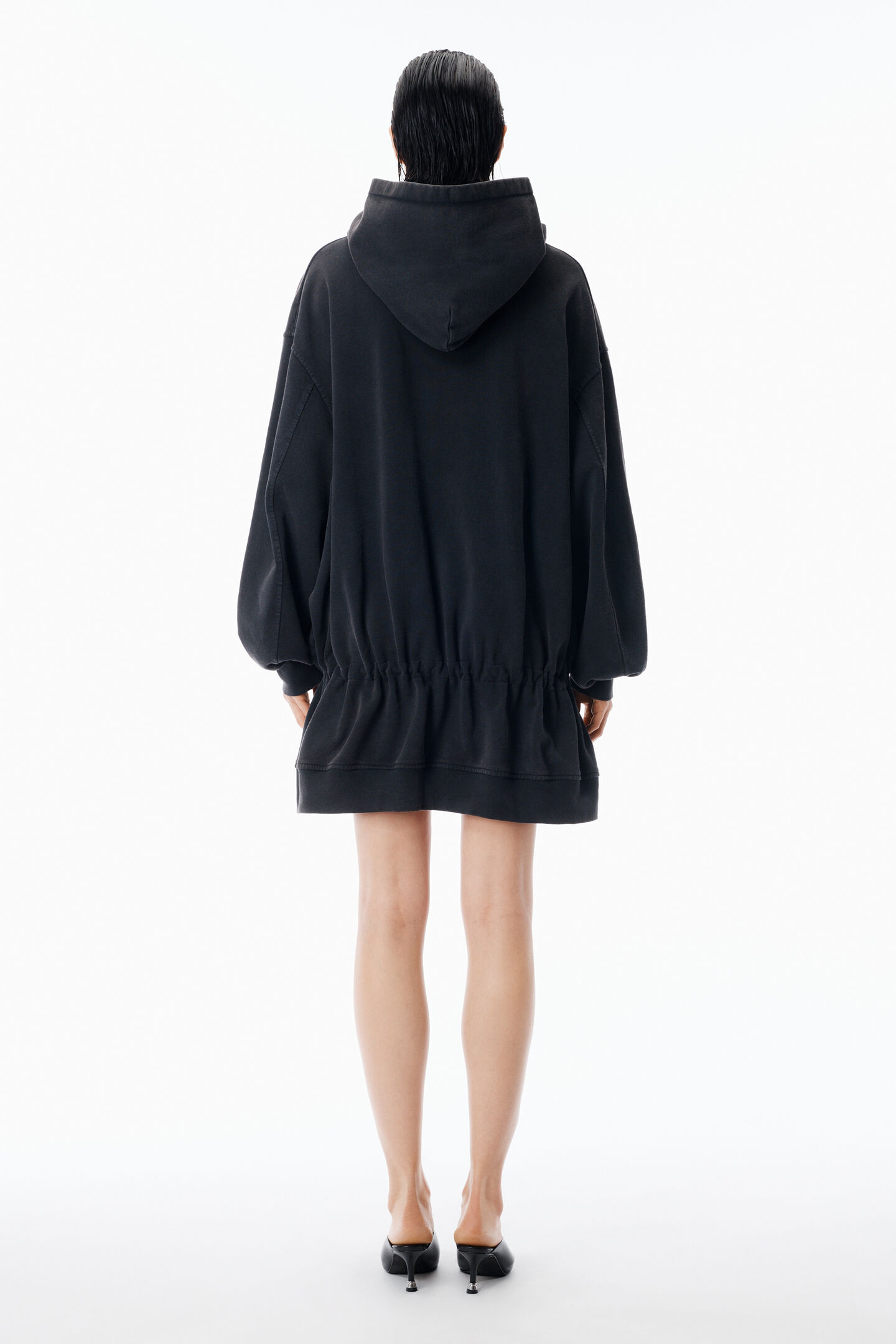 Alexander Wang Dropped Waist Hoodie Dress In Black