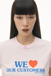 Alexander Wang lt pink bleach out “love our customers”字样紧身 t 恤