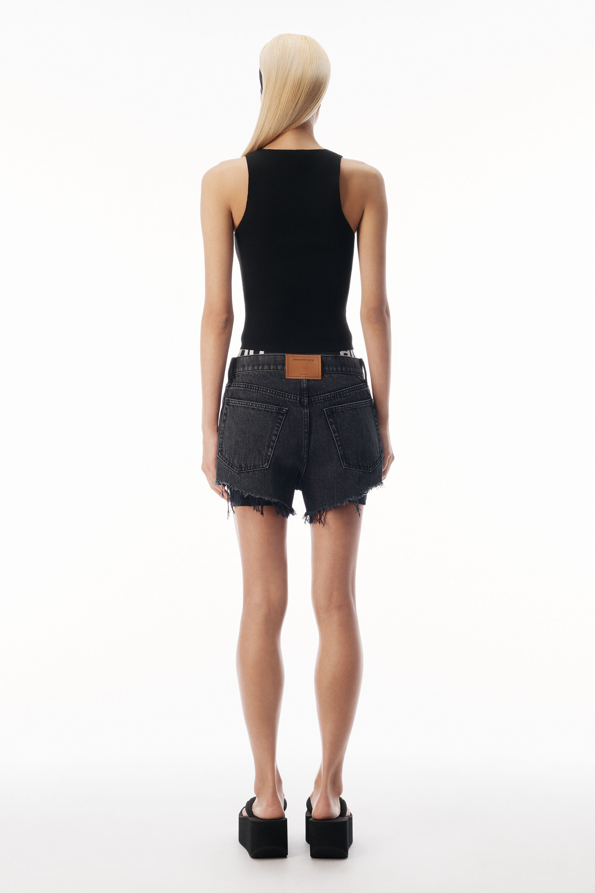 JACQUARD LOGO RACER TANK in BLACK | alexanderwang®