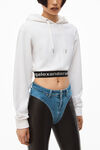 alexander wang long-sleeve hoodie in stretch corduroy bright white