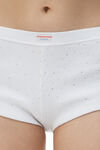 Alexander Wang white crystal hotfix short in waffle knit