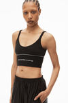 alexander wang 徽标装饰罗纹针织弹力文胸 black