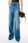 Alexander Wang vintage marbled blue 做旧效果大理石蓝牛仔布折痕直筒牛仔裤