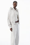 Alexander Wang light heather grey 水晶烫钻装饰抽绳灰色棉质毛圈布运动裤