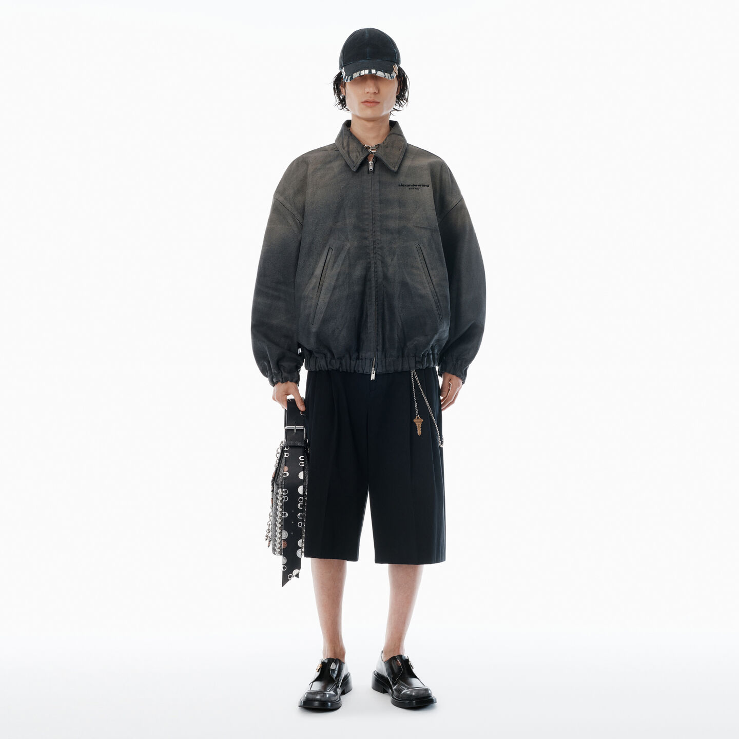 Alexander Wang Black Leather Trompe-l'oeil Jacket In Black