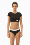 Alexander Wang black cropped short-sleeve tee in ribbed cotton jersey