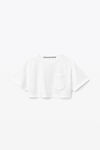 alexander wang crop pocket tee in high twist jersey white