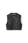 TAILORED SHORT VEST IN MOTO LEATHER