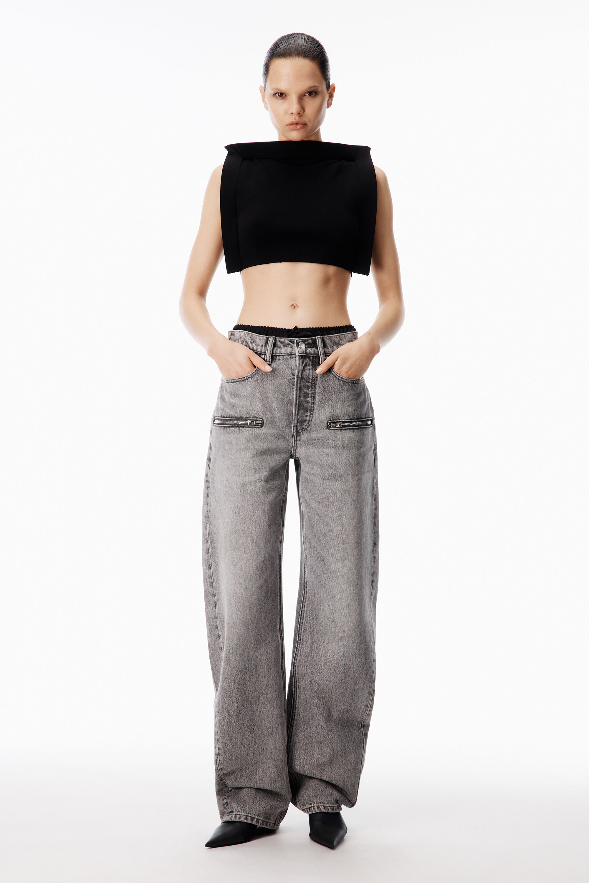 Silk Brief Float Jean in WASHED GREY | alexanderwang®