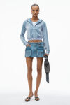 Alexander Wang washed light blue shrunken zip-up hoodie in crushed velour