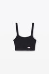 Alexander Wang black crystal hotfix cropped camisole in waffle knit