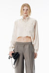 Alexander Wang ivory ivory silk charmeuse cropped shirt