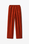 alexander wang track pant in crushed velour red