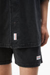 Alexander Wang washed black oversize-baseballhemd aus baumwolljersey