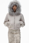 Alexander Wang washed oyster white kapuzenpullover mit mongolischer kapuze