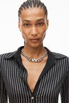 alexander wang crystal stripe slim shirt dress in silk black