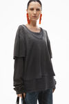 Alexander Wang washed black oversize triple-layer unisex tee in cotton