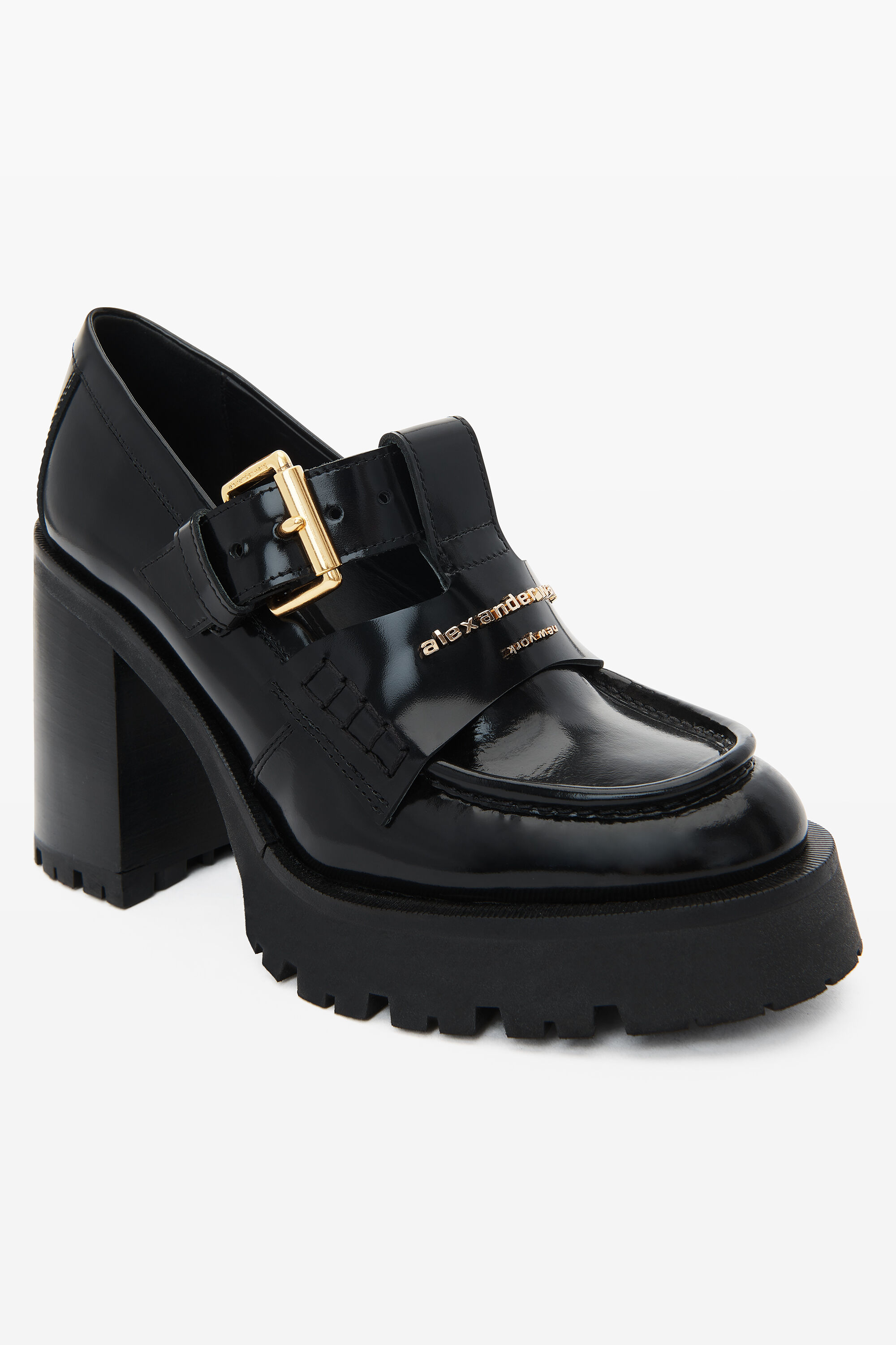 alexanderwang carter 95 platform box calf leather loafer BLACK