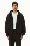 alexander wang felpa con cappuccio e zip in pile a maglia stretta black
