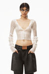 alexander wang v neck cardigan in sequin nylon snow white