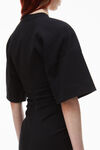 alexander wang crewneck ribbed jersey mini dress with draped detail black