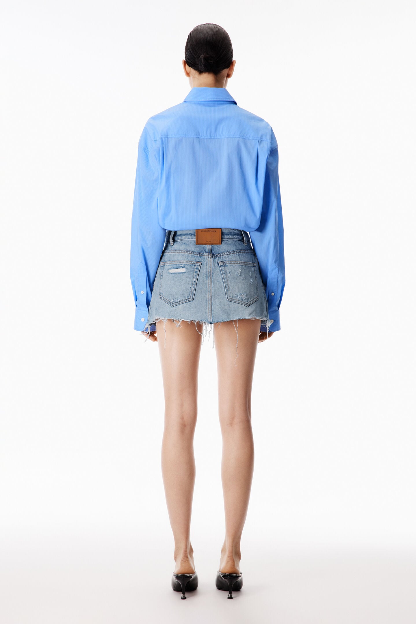 Alexander Wang Women's Prestyled Button-front Skort Romper In Blue