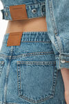 mini-jupe en jean avec perles transparentes thermocollées