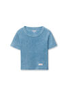 Alexander Wang washed blue cropped short-sleeve baby tee in ribbed cotton