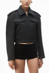 Alexander Wang dark charcoal cropped military jacket in donegal wool