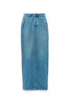 alexander wang 靛蓝色牛仔布隐形拉链超长半身裙 vintage medium indigo