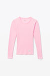 alexander wang long-sleeve tee in ribbed cotton light pink