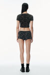 Alexander Wang washed black multi 花卉图案华夫格针织男童短裤