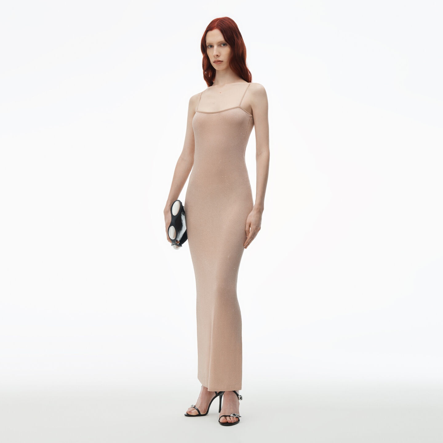 Alexander Wang Crystal Bead Hotfix Cami Tank Dress In Smokey Rose