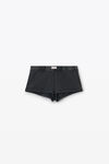Alexander Wang washed black boy-shorts aus baumwollstretch in waffelstrick