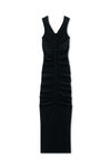 Alexander Wang black ruched wide v-neck maxi dress