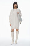 Alexander Wang ivory clear bead hotfix cable-knit pullover dress in boiled wool