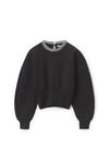 crystal trim pullover in boiled wool