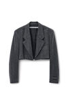 Alexander Wang charcoal cropped blazer in wool twill with clear bead hotfix