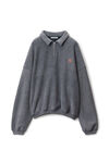 alexander wang zip polo sweatshirt in classic terry graphite