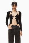 alexander wang bikini cardigan in stretch viscose knit black
