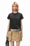 LOGO EMBOSSED ACID WASH SHRUNKEN TEE