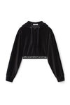 alexander wang long-sleeve hoodie in stretch corduroy  black