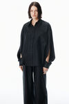 Alexander Wang black black silk slashed sleeve shirt