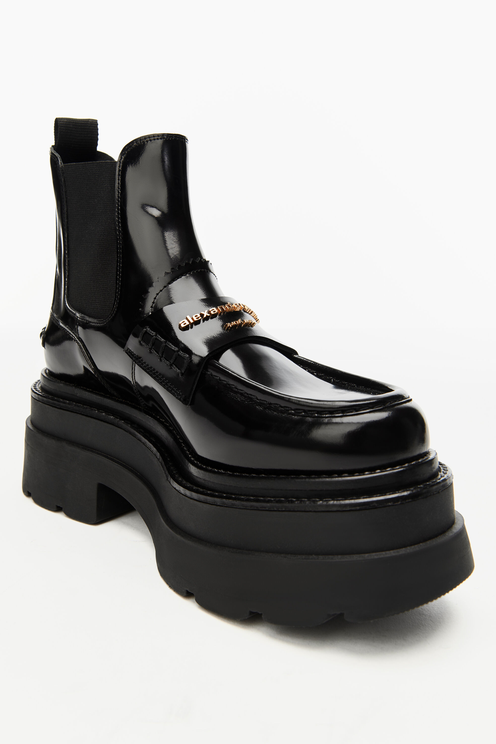 alexanderwang CARTER PLATFORM LOAFER BOOT IN LEATHER BLACK