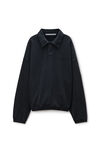 Alexander Wang washed black long sleeve polo in cotton oversized